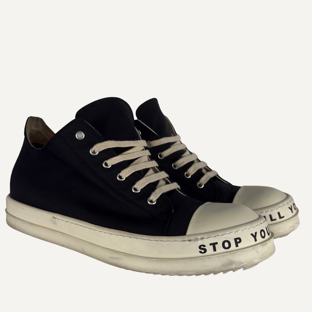 Rick Owens DRKSHDW EDFU Stop Your Breath Low Sneakers Black Milk Size EU 45